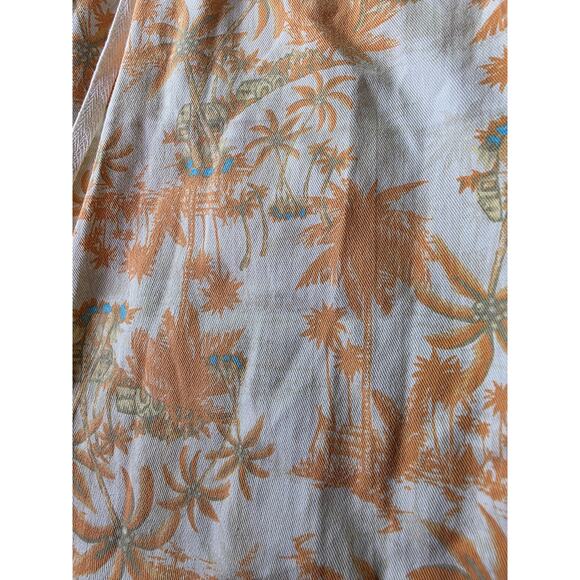 BLUE ASPHALT Orange White Tropical Palm Tree Coastal Wide Leg Crop Pants SZ 7 - Picture 4 of 9